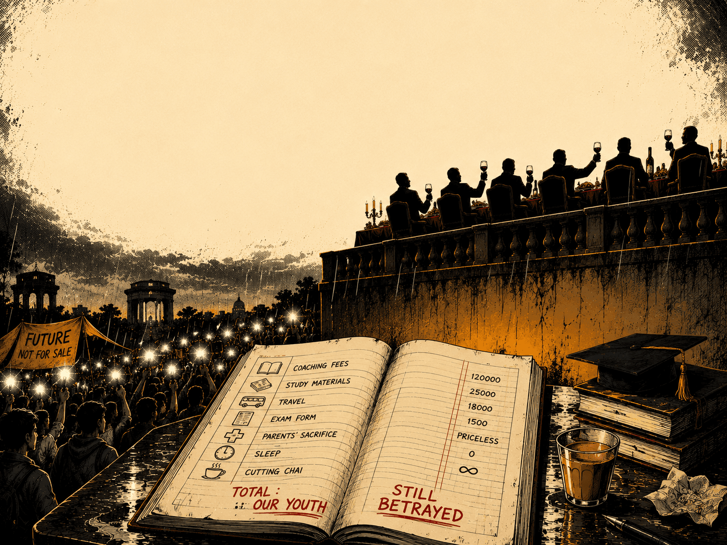 Khula register: coaching fees, study materials, travel, exam form, parents' sacrifice — total: our youth, still betrayed